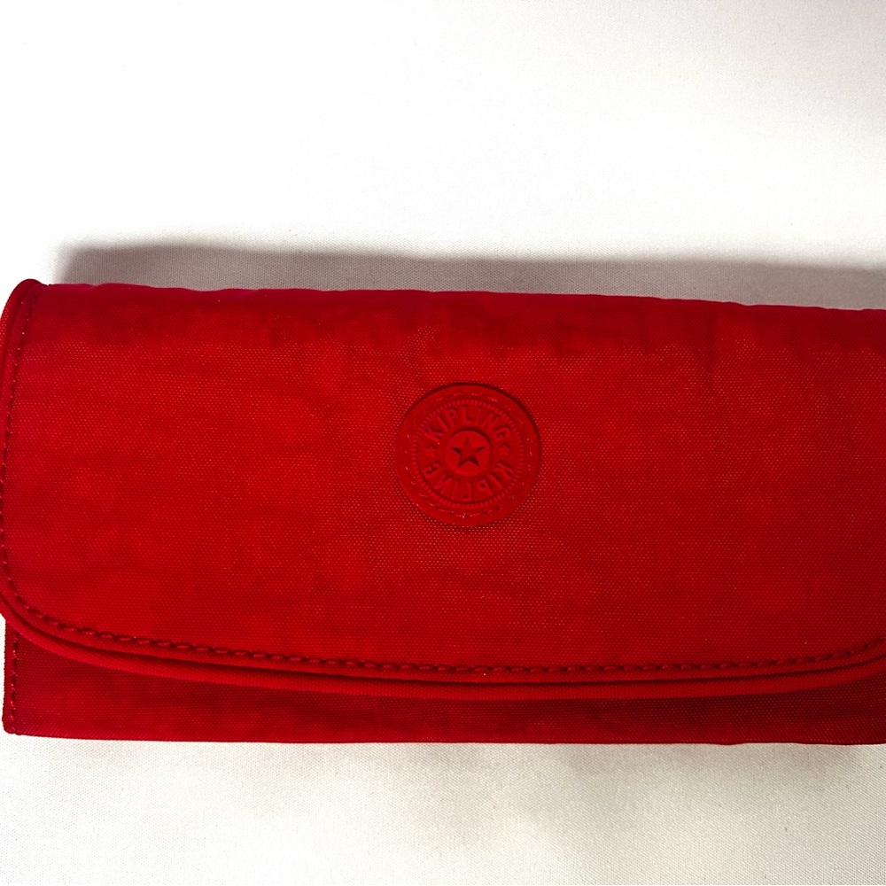 Kipling Red RFID Nylon Travel Wallet Organizer | Card Holder Zip Coin Purse - Picture 3 of 10